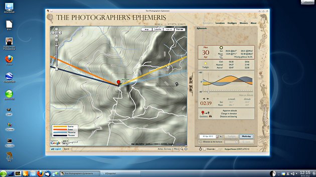 The Photographers Ephemeris (TPE) auf dem Linux-Desktop