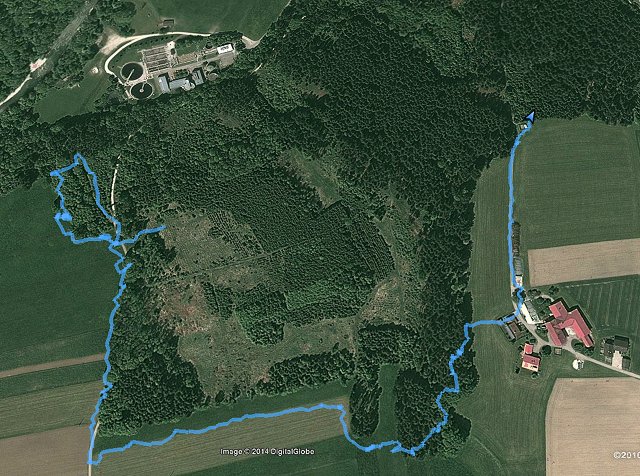 GPS-TRack, aufgezeichnet von der Canon EOS 6D, visualisiert mit GoogleEarth unter Linux